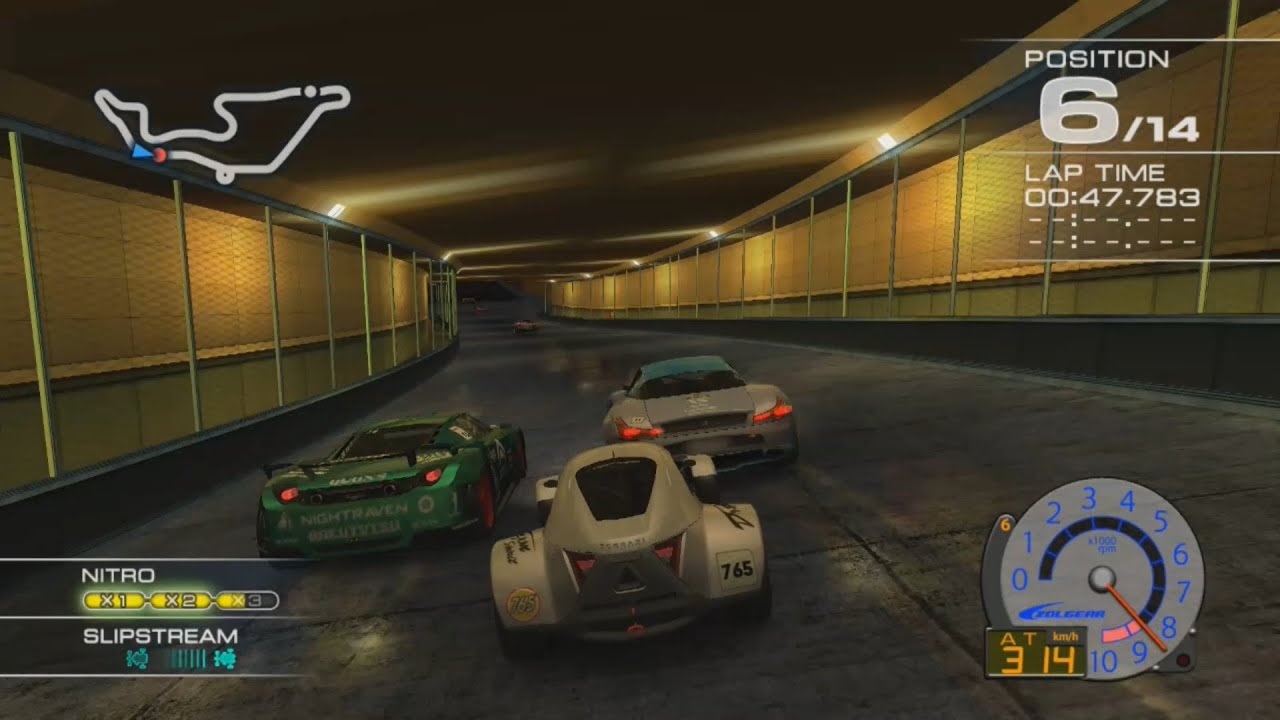 Ridge Racer 7 Maker's Trial ROLLING THUNDER with Starnose at Crossbay Tunnel R [Control view]