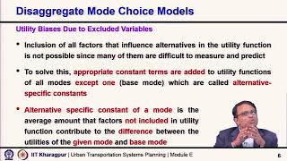 Lecture 33: Disaggregate Mode Choice Models - II