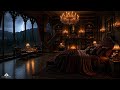 Cozy Gothic Vampire Bedroom | Rain & Thunder Ambience | Dark Luxury Bedroom | Storm Sounds for Sleep