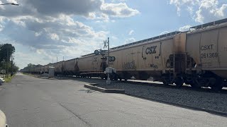 CSX G966-07 empty grain train ￼rolling through downtown Mount Olive ￼