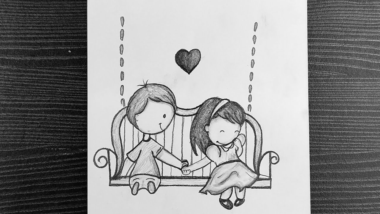 Romantic Couple Drawing, Valentine's Day Drawing Ideas, Step by Step
