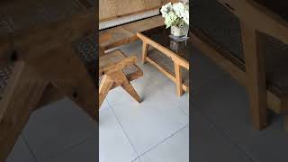 Malca Molave Wood Wood Sofa With Natural Woven Rattan, Solid Wood Sofa