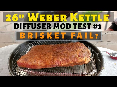 26" Weber Diffuser Mod // Test #3 // Brisket // - YouTube