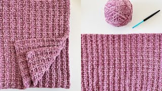 Crochet Velvet Ribbed VStitch Baby Blanket