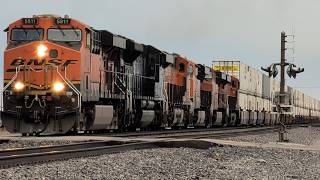 Massive Freight Train Takes off After 3 Other Trains Pass!