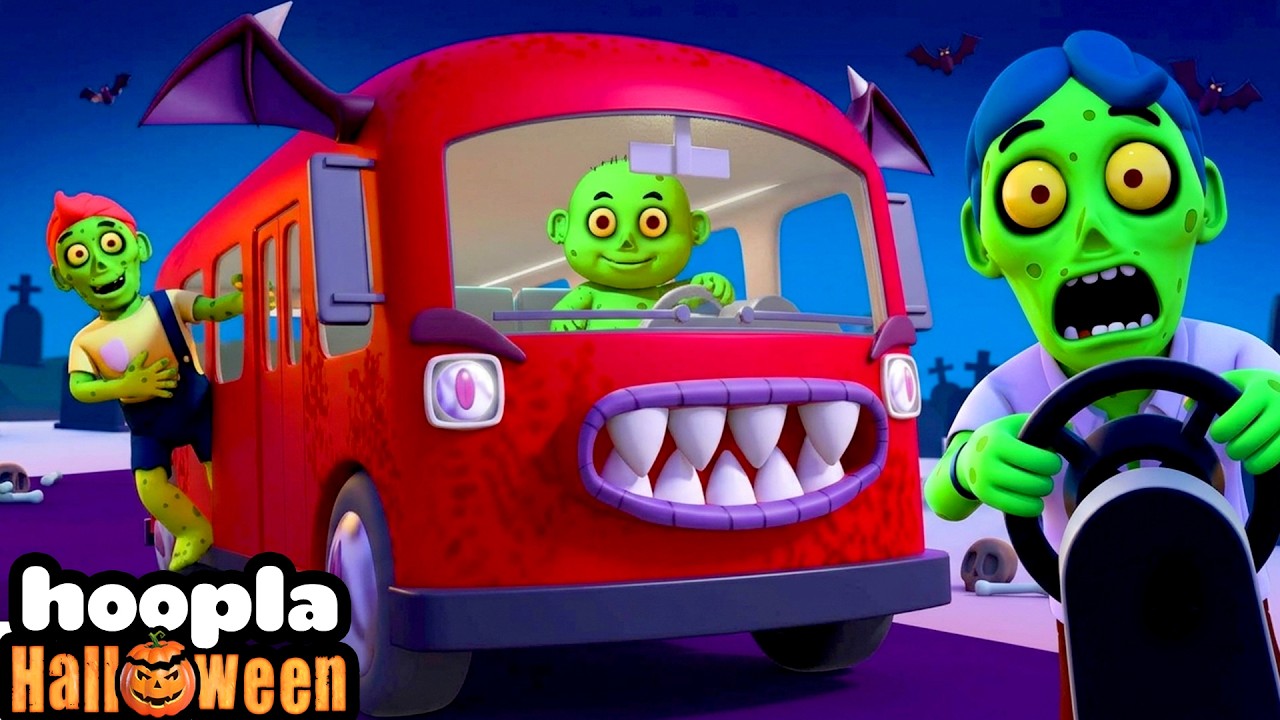 Five Zombies Riding on a Bus | Funny Halloween Songs by @AllBabiesChannel