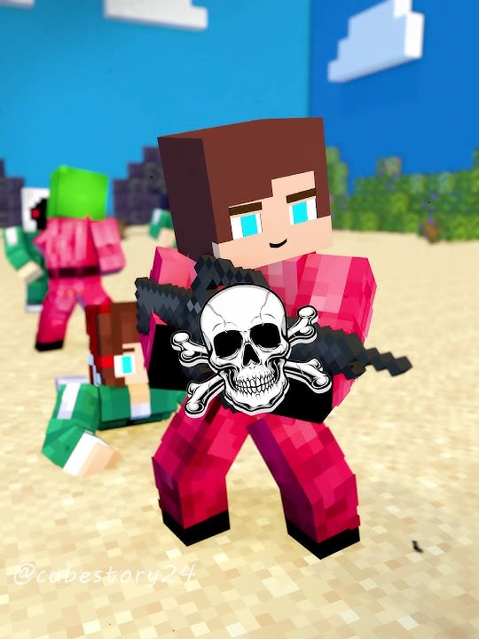 JJ and Mikey: Minecraft In Squid Game ☠️ #shorts #cubestory #minecraft