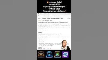 🔥Leetcode Daily!! Leetcode 1011 - Capacity to Ship Packages within D Days #faang interviews #shorts🚀