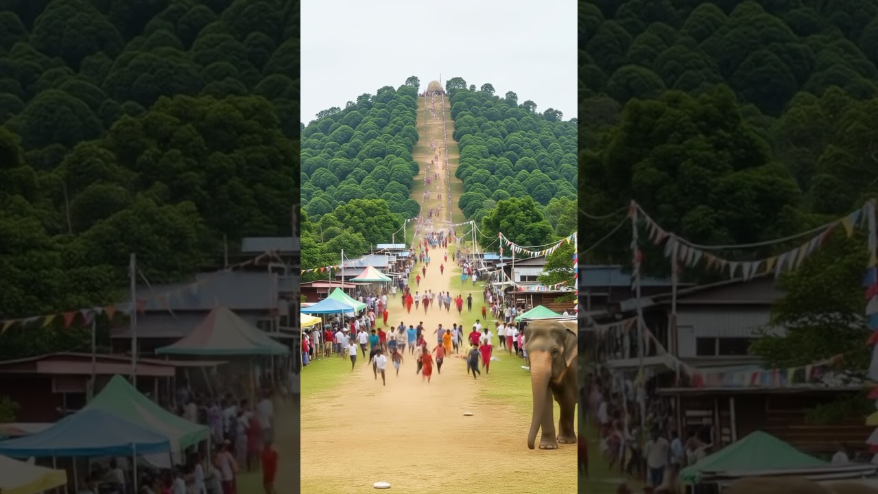 Boulder Falls from Hill as Elephants Watch | AI Animation 