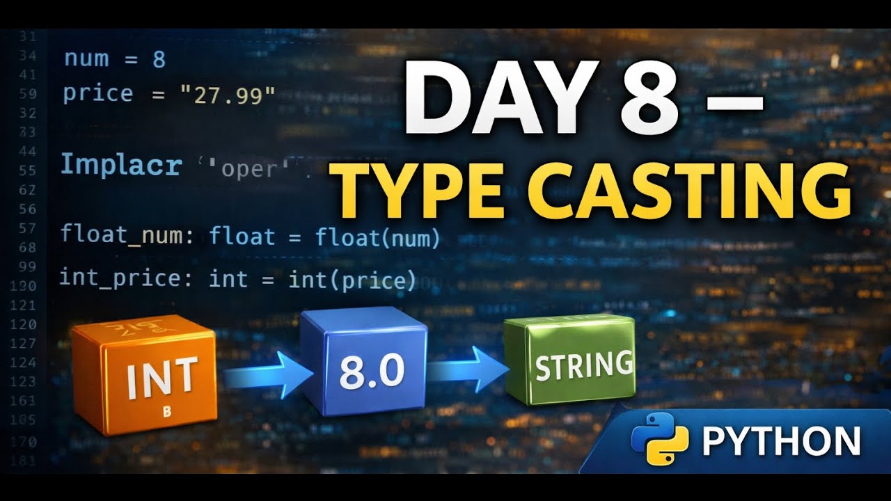 Type Casting in Python 🔥 Convert int, float & string | Python Day 8