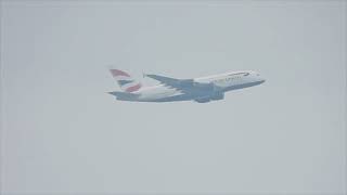 BA Airbus A380 plane flying into clouds in slow motion