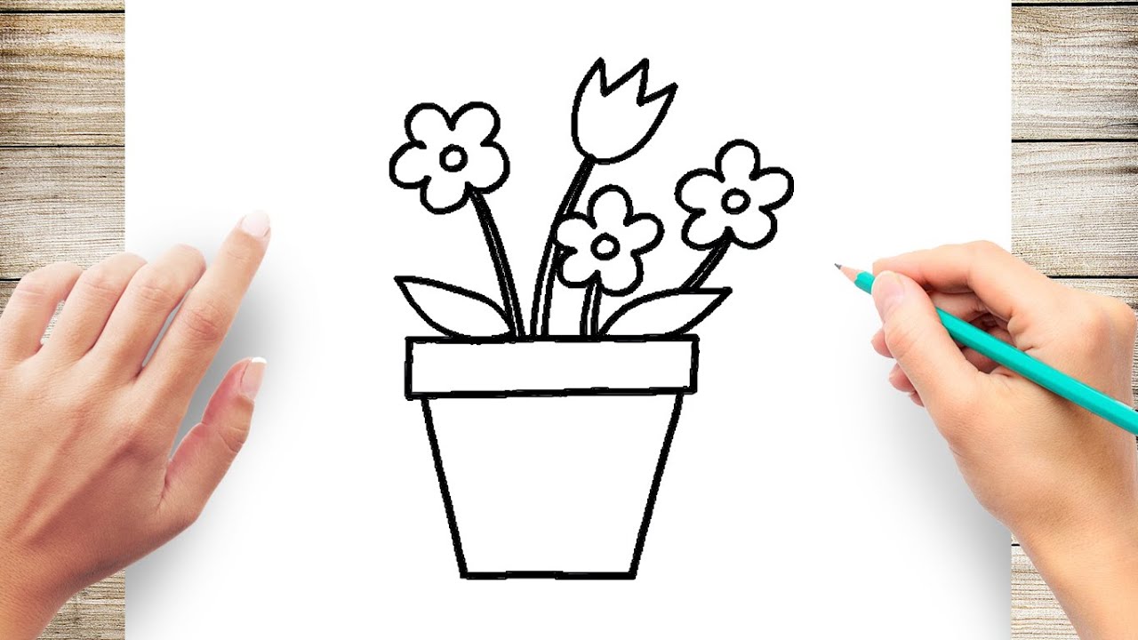 How To Draw Flowerpot Easy You