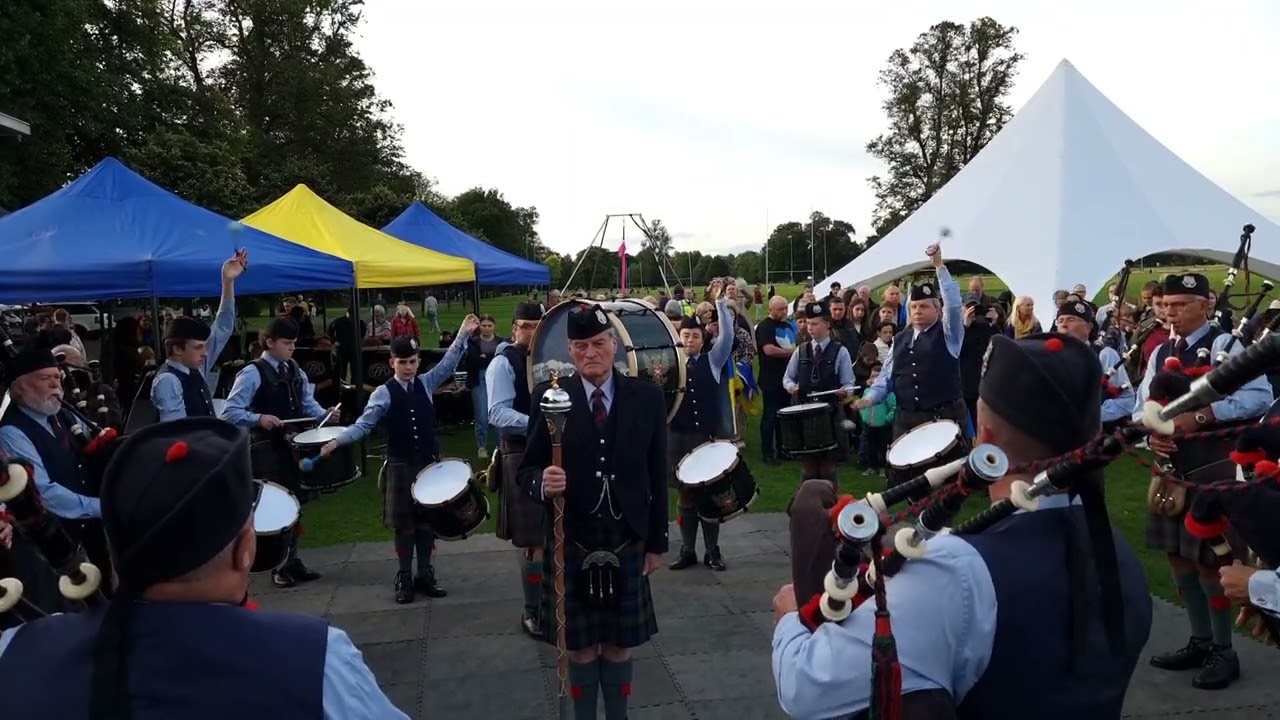 Perth & District Pipe Band, Ukrainian Independence Day 2022, North Inch, Perth, Scotland