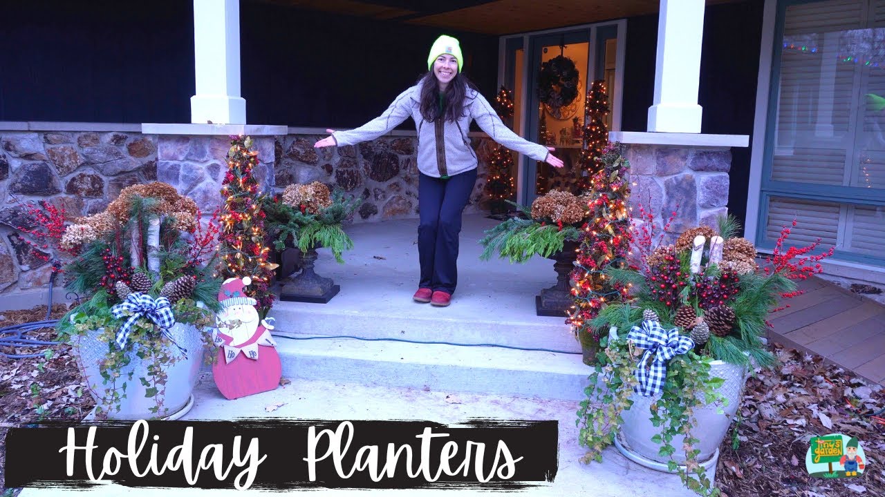 Front Porch Holiday Planters Made By Sprucing Up PreMade Pots From