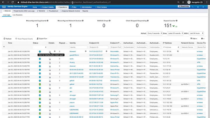 ISE Quick Demo -  Live Logs