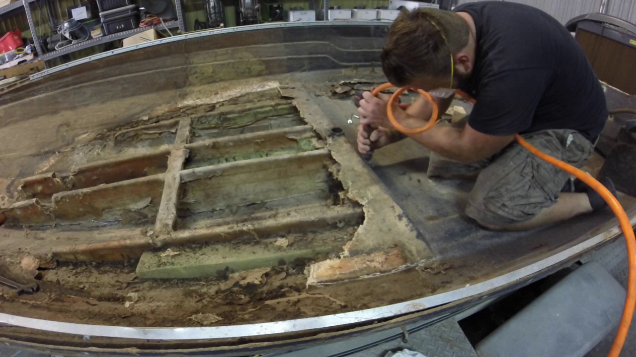 cajun bass boat floor removal rebuild part 2 - YouTube