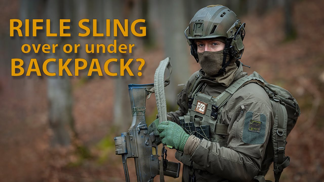 Rifle sling over or under Backpack straps? 