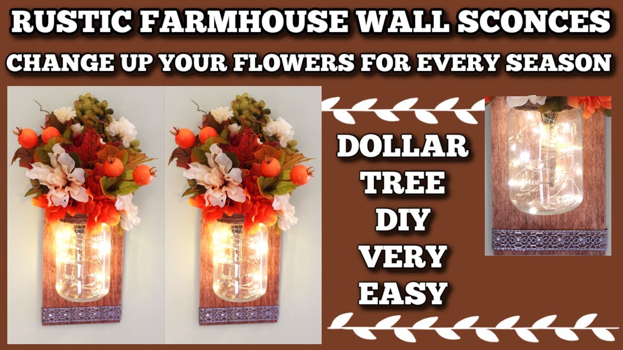 Diy Dollar Tree Farmhouse Rustic Wall Sconces! YouTube