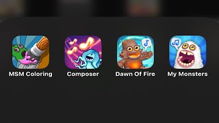 All MSM Mobile: MY SINGING MONSTERS (MSM 1),MY SINGING MONSTERS 2: Dawn of Fire, Composer, Coloring screenshot 5
