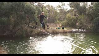 Slackline over the Anglesea river