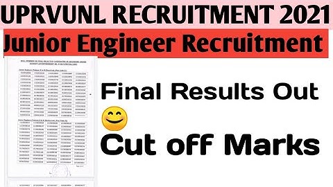 UPRVUNL RECRUITMENT 2021 ||Junior Engineer Final Results Declared 😊 😊 || Cutoff Marks||