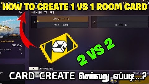 How to create 1vs1 custom room match in free fire in Tamil/how to play 1vs1,1vs4,1vs2,2vs2 in tamil
