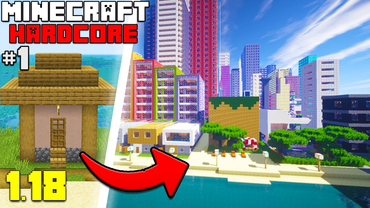 ⁣I Transformed a Village into A City in Minecraft Hardcore 1.18 (#1)