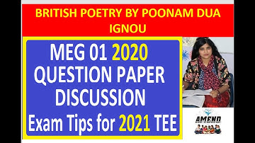 MEG 01 BRITISH POETRY 2020 Solved Question Paper by Poonam Dua Tips for Exam tee 2022 MARCH IGNOU