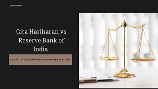 Case no. 14 || Gita Hariharan vs RBI || Mother - Natural Guardian || HMGA, 1956 || Legaldarshana
