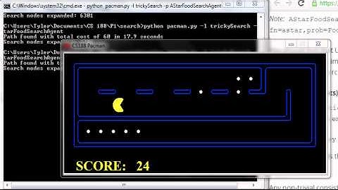 CS188 Pac-Man Project 1, Search Agent
