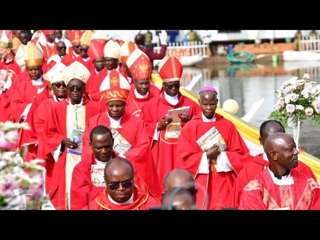 Entrance procession of Catholic Bishops during Matyrs' Day 2023 at Namugongo | Jinja Diocese Choir class=