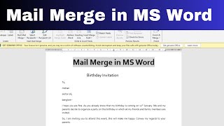 Mail merge in MS Word || What is Mail merge || Step by step Mail merge in Word ||