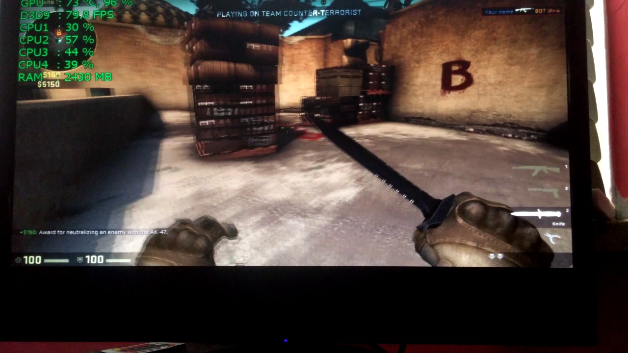 CS:GO Nvidia 9500GT 1GB +Q6600 real fps test on Low / 1280x768