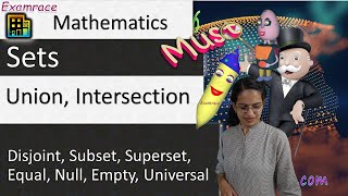 Sets: Union, Intersection, Disjoint, Subset, Superset, Equal, Null, Empty, Universal