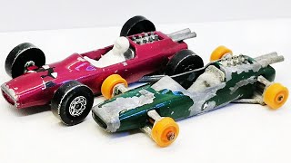 Matchbox restoration Lotus Racing Car No 19. Diecast model. Superfast and regular wheels version