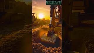 Excavator Digging Foundation Pit #Excavator #shorts  #SunsetScene