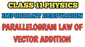 Parallelogram law of vector addition derivation || Derivation Class 11 Physics Vectors ‎ 