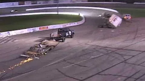 Wild Crash: Beebe flips his van during the MIS tra...