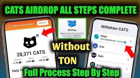 Cats Airdrop Withdrawal Seps Now | How Connect Bitget, BYBIT Exchange | Cats Airdrop OG Pass Kya Hai