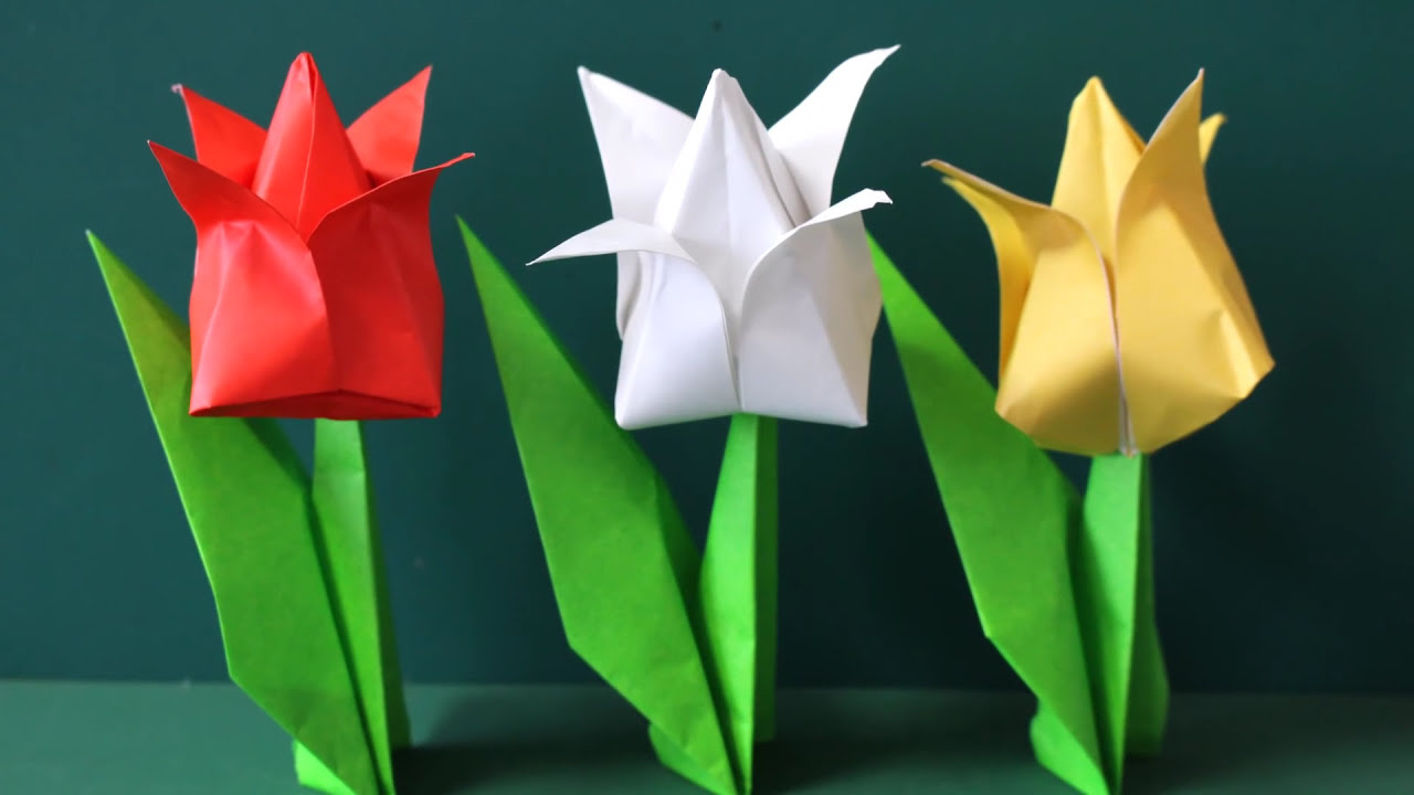 Origami 3d Tulip 折り紙 立体チューリップ Youtube