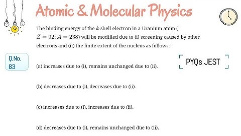 Question 83 : Atomic & Molecular Physics|IIT JAM|CSIR|GATE|JEST|TIFR|Geoscientist|Physics Lecturer
