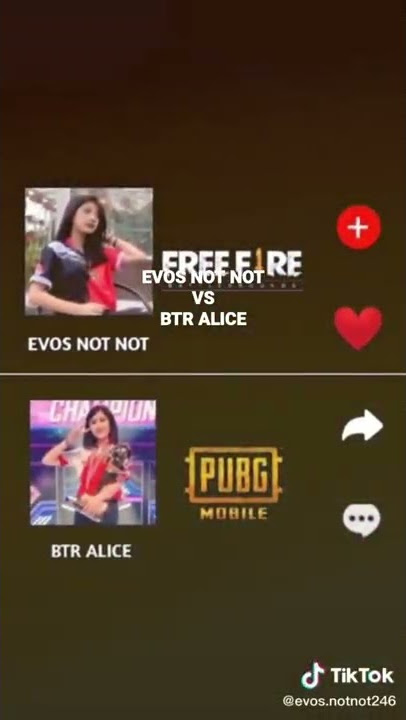 vidio tiktok evos not not vs btr alice || free fire-pubg #shorts  😘😘
