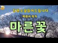 [단편소설오디오북] 마른꽃 / 박완서 작가 / 박완서 작가님이 남편과 사별후 64세가 되던 해에 쓴 작품 / 실버로맨스는 어떤 이해와 책임이 뒤따를지..