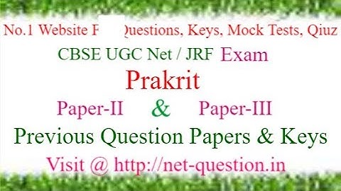 CBSE UGC NET Prakrit,Paper-II,Paper-III,Solved,Previous Questions,Answer keys,Mock Test,Quiz