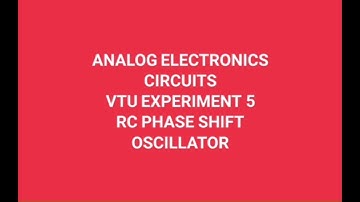 RC PHASE SHIFT OSCILLATOR - VTU Lab Analog Electronics Circuit(AEC)