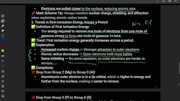 Periodicity ocr a level chem revision 3.1.1