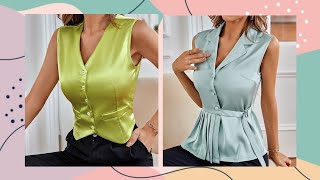 Sleevles Satin Designer Blouse Ideas Satin Blouses And Tops Design And How To Style Satin Blouses