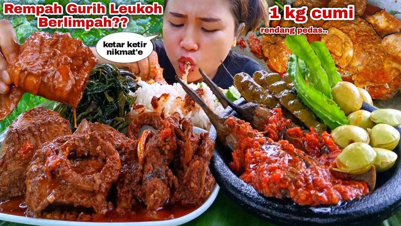 GABUNGAN AMBYAR ⁉️ CUMI RENDANG PEDAS TERONG PENYET LALAPAN JENGKOL MENTAH PETE GORENG KECIPIR
