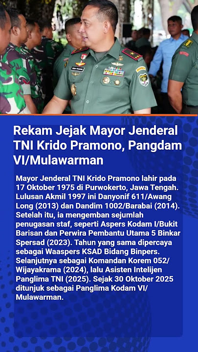 Download lagu Rekam Jejak Mayor Jenderal TNI Krido Pramono, Pangdam VI/Mulawarman #matalokal