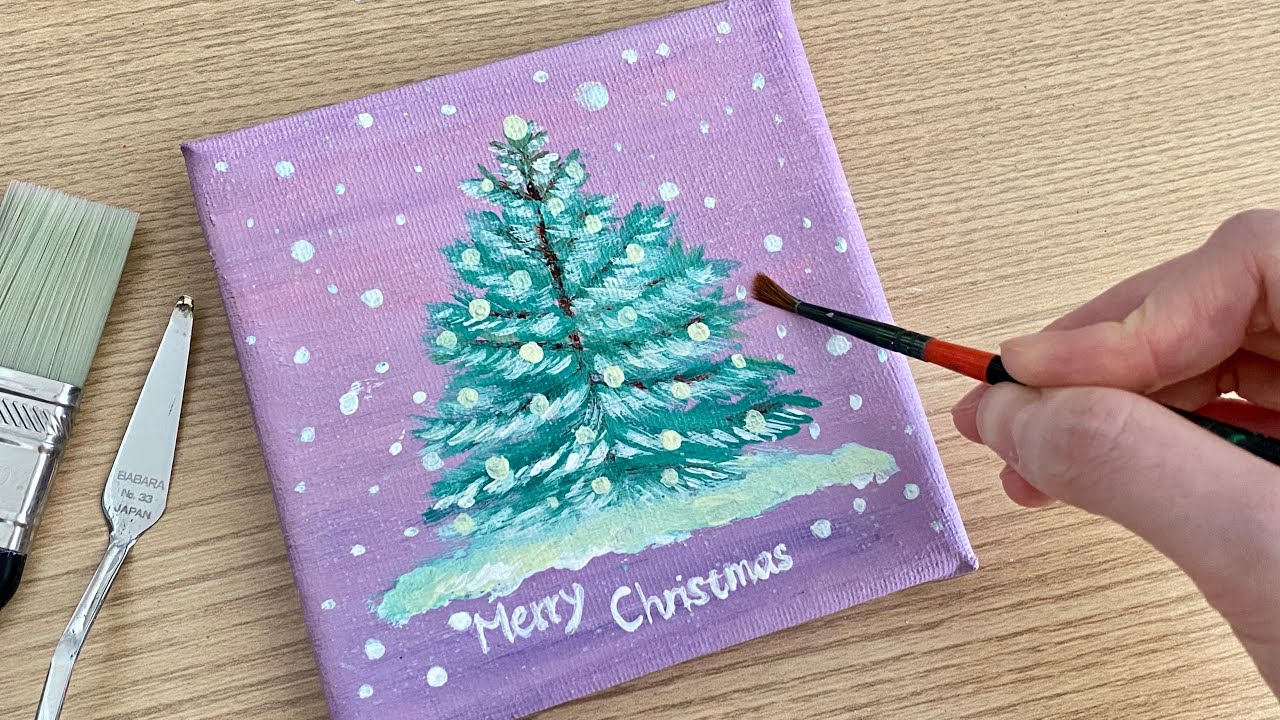Simple Acrylic Painting for beginners on Canvas paper, Christmas Painting  Series #1